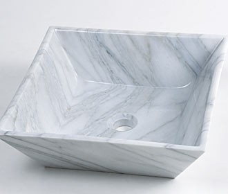 RonBow 17" Carrara White Square Marble Vessel