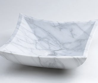 RonBow 17" Carrara White square curved marble