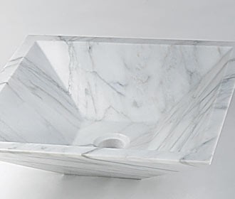 RonBow 16 1/2" Carrara White Square Marble Vessel