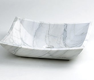 RonBow 19" Carrara White Rectangle Marble Vessel