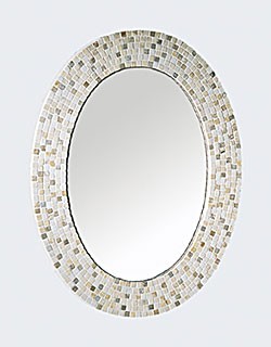 RonBow oval mirror with mosaic tile border