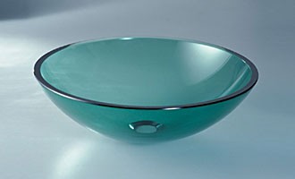RonBow 17" Dia. Tempered French Green Glass Vessel - TP42-12L3
