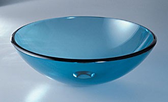 RonBow 17" Dia. Tempered Sea Blue Glass Vessel - TP42-12L4