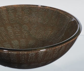 RonBow 16 1/2" Glass Vessel w/ Hieroglyph Pattern - TP42-D28