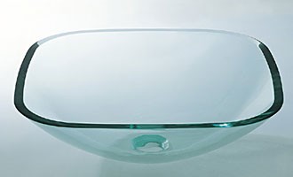 RonBow 16 1/2" Square Clear Glass Vessel