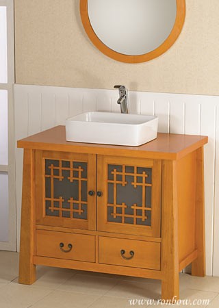 RonBow Kumiko Wood cabinet w/frost door & drawer