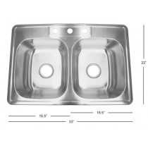 Deltana Solid Stainless Steel Double Drop-in Sink