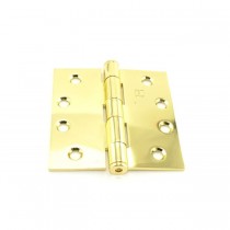 Hager 127943 4" x 4" Full Mortise Five Knuckle Plain Bearing Standard Weight Hinge, # 008540 - Bright Brass