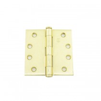 Hager 127944 4" x 4" Full Mortise Five Knuckle Plain Bearing Standard Weight Hinge, # 008555 - Satin Brass