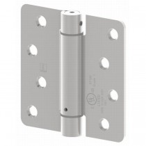 Hager 17513124 3-1/2" x 3-1/2" 1/4" Radius Corner Steel Full Mortise Residential Spring Hinge, # 031066 - Satin Brass