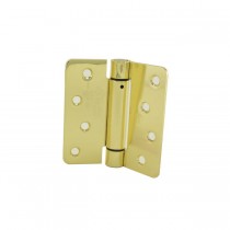 Hager 175143 4" x 4" 1/4" Radius Corner Steel Full Mortise Residential Spring Hinge, # 118658 - Bright Brass