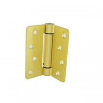 Hager 175144 4" x 4" 1/4" Radius Corner Steel Full Mortise Residential Spring Hinge, # 118660 - Satin Brass