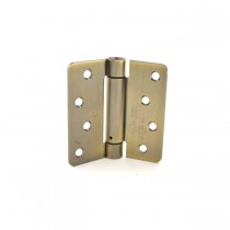 Hager 175145 4" x 4" 1/4" Radius Corner Steel Full Mortise Residential Spring Hinge, # 118661 - Antique Brass