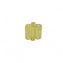 Hager 17523123 3-1/2" x 3-1/2" 5/8" Radius Corner Steel Full Mortise Residential Spring Hinge, # 118706 - Bright Brass