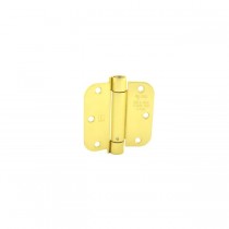 Hager 17523124 3-1/2" x 3-1/2" 5/8" Radius Corner Steel Full Mortise Residential Spring Hinge, # 031079 - Satin Brass