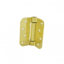 Hager 175243 4" x 4" 5/8" Radius Corner Steel Full Mortise Residential Spring Hinge, # 170458 - Bright Brass