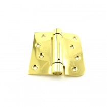 Hager 175443 4" x 4" Square by 5/8" Radius Corner Steel Full Mortise Residential Spring Hinge, # 170487 - Bright Brass