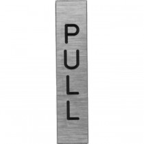 Hager 362L3 PULL - Vertical Engraved Metal Sign, # 097728 - Bright Brass