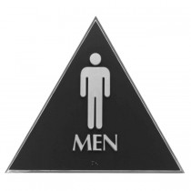 Hager 370MW2 MEN Restroom - Triangle ADA Tactile Plastic Sign, # 094726 - Black