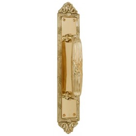 Brass Accents Ribbon & Reed Pull with Plate A05-P7231