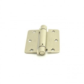 Hager 175131215 3-1/2" x 3-1/2" 1/4" Radius Corner Steel Full Mortise Residential Spring Hinge, # 118637 - Satin Nickel