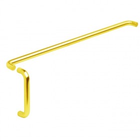 Ives 9103EZHD288 28" Push Bar and 8" Pull Combo, 1" Round and 2-1/2" Projection - Bright Brass