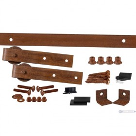 Leatherneck 1025-6004 Complete 8ft Flat Track Single Slide Kit 142 with Straight 402 Hanger and Quiet Wheel Weathered Rust