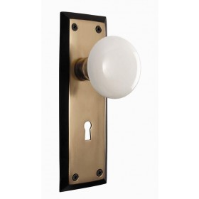 Nostalgic New York Plate w/Porcelain Privacy Knob
