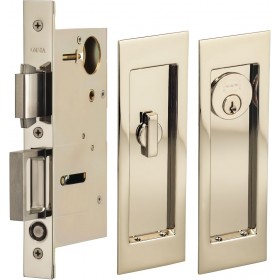 Omnia 7035/A Entry Pocket Door Lock with Modern Rectangular Trim