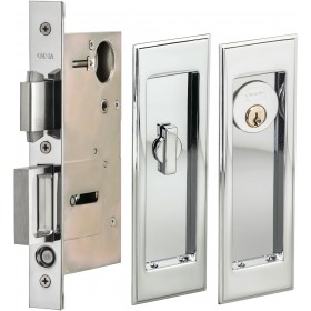 Omnia 7037/A Entry Pocket Door Lock with Traditional Rectangular Trim