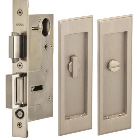 Omnia 7037/L Privacy Pocket Door Lock with Traditional Rectangular Trim