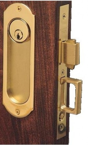 Accurate Pocket Door Lock w/Pull for Double Doors - 2002CPDS