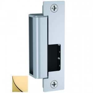 HES 1500605LMS 12 / 24 Volt DC Electric Strike Body with Single Lock and Strike Monitors - Bright Brass