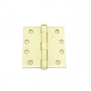 Hager 127944 4" x 4" Full Mortise Five Knuckle Plain Bearing Standard Weight Hinge, # 008555 - Satin Brass