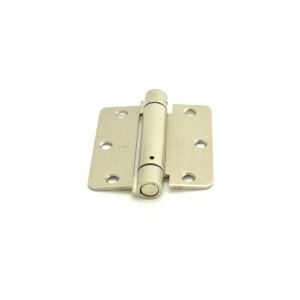 Hager 175131215 3-1/2" x 3-1/2" 1/4" Radius Corner Steel Full Mortise Residential Spring Hinge, # 118637 - Satin Nickel