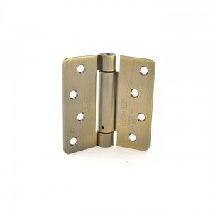 Hager 175145 4" x 4" 1/4" Radius Corner Steel Full Mortise Residential Spring Hinge, # 118661 - Antique Brass