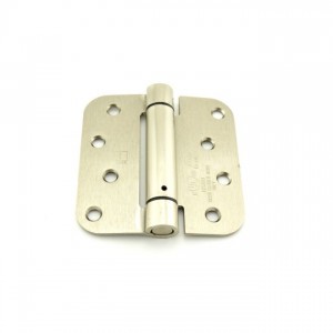 Hager 1752415 4" x 4" 5/8" Radius Corner Steel Full Mortise Residential Spring Hinge, # 118732 - Satin Nickel