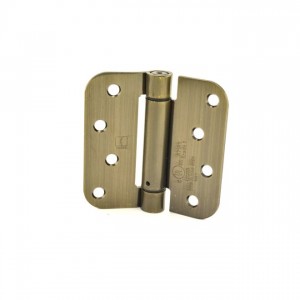 Hager 175245 4" x 4" 5/8" Radius Corner Steel Full Mortise Residential Spring Hinge, # 118749 - Antique Brass