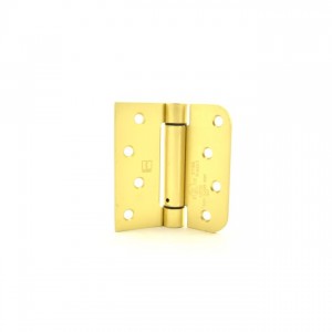 Hager 175444 4" x 4" Square by 5/8" Radius Corner Steel Full Mortise Residential Spring Hinge, # 118766 - Satin Brass