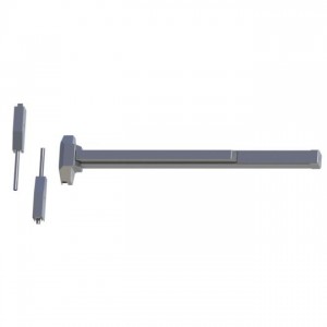 Hager 4701SVR36X84ALM 3' x 7' Standard Duty Exit Only Surface Vertical Rod Exit Device # 118204 - Aluminum