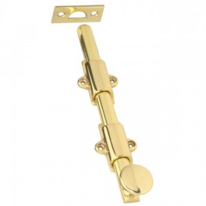 Ives 253B 12" Deluxe Surface Bolt with Multiple Strikes - Bright Brass