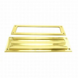 Ives 620B Magazine Mail Slot with Spring Loaded Front and Open Back - Bright Brass