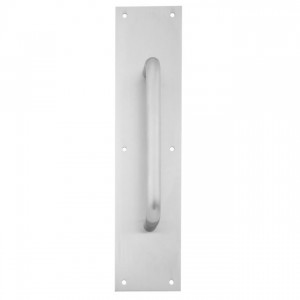 Ives 83028AM 8" Straight Pull 3/4" Round with 4" x 16" Plate - Satin Stainless Steel