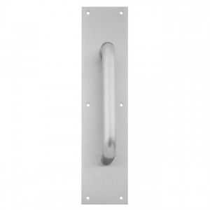 Ives 83038 8" Straight Pull 1" Round with 4" x 16" Plate - Satin Chrome