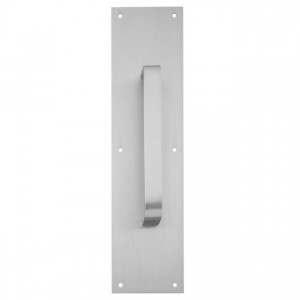 Ives 83056 6" Straight Pull 1" Flat with 6" x 16" Plate - Satin Stainless Steel