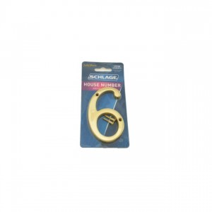 Ives SC23066605 Carded Classic House Number 6 - Bright Brass