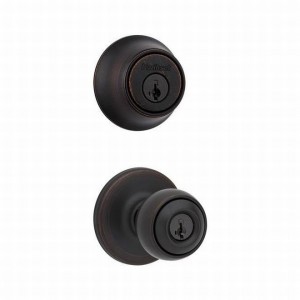 Kwikset 690P-B Combo Keyed Entry Polo Knob with Single Cylinder Deadbolt - Box Pack