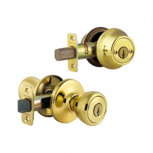 Kwikset 695P-B Combo Keyed Entry Polo Knob with Double Cylinder Deadbolt - Box Pack