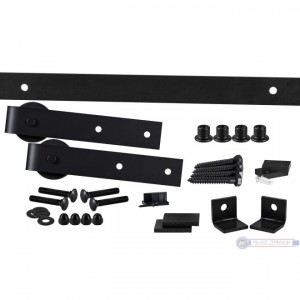 Leatherneck 1025-0002 Complete 6ft Flat Track Single Slide Kit 142 with Straight 402 Hanger and Quiet Wheel - Flat Black