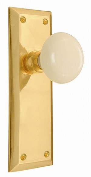 Nostalgic New York Plate w/Porcelain Passage Knob